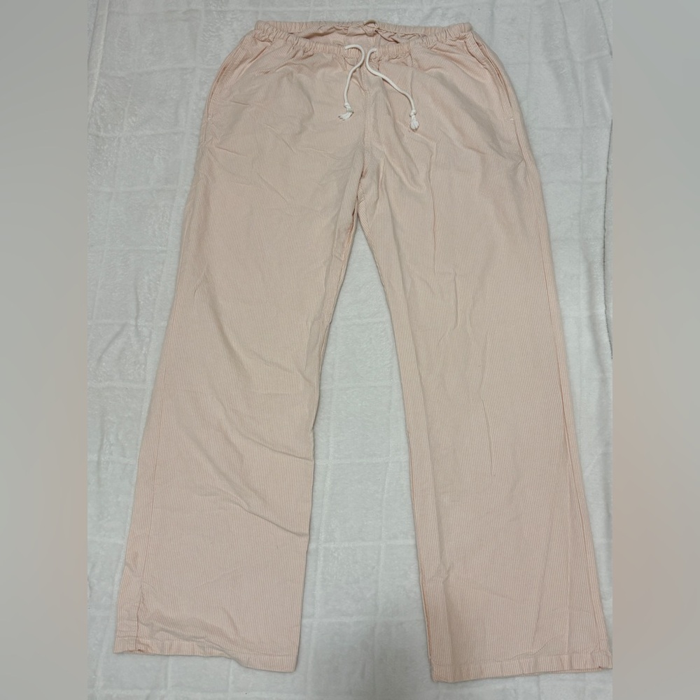 John Galt Cream and Pink Striped Straight Leg Pants
